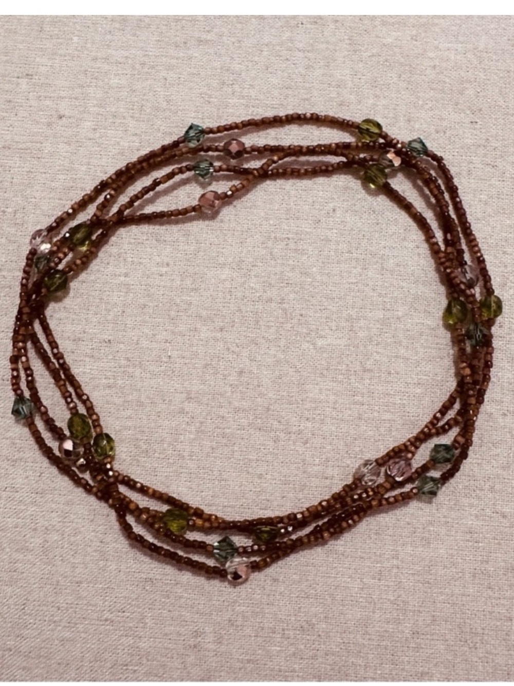 Lord & Taylor | Necklace | Vintage Bead Necklace in Brown, Green & Copper
